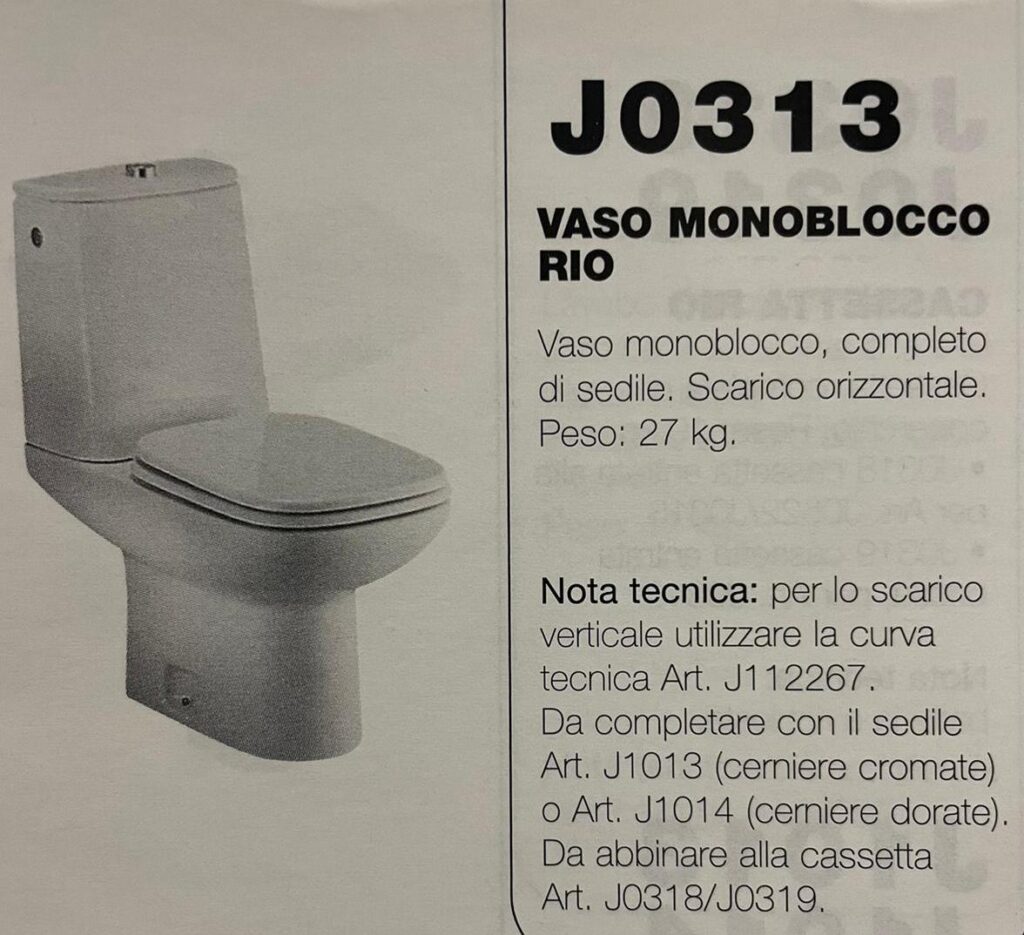 Ceramica Dolomite Cassetta Per Vaso Monoblocco Rio J J